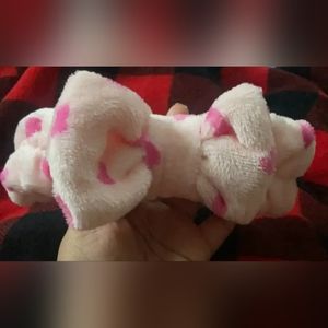Soft & Fluffy Pink Hearts Headband With Bow